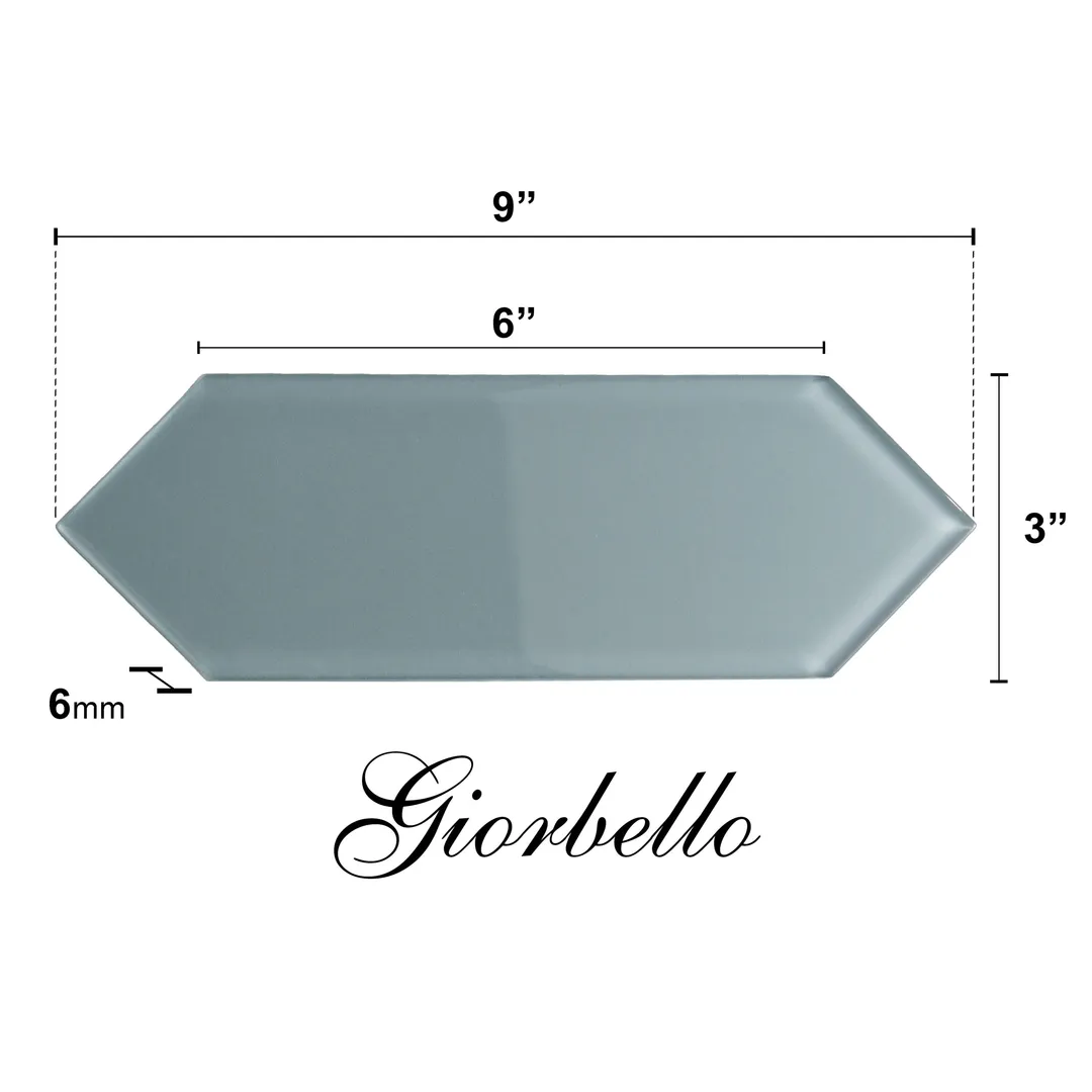 Giorbello Picket Hexagon Dark Slate 3-in x 9-in Glossy Glass Subway Wall Tile (5.8-sq. ft/ Carton), photo 7 of 7