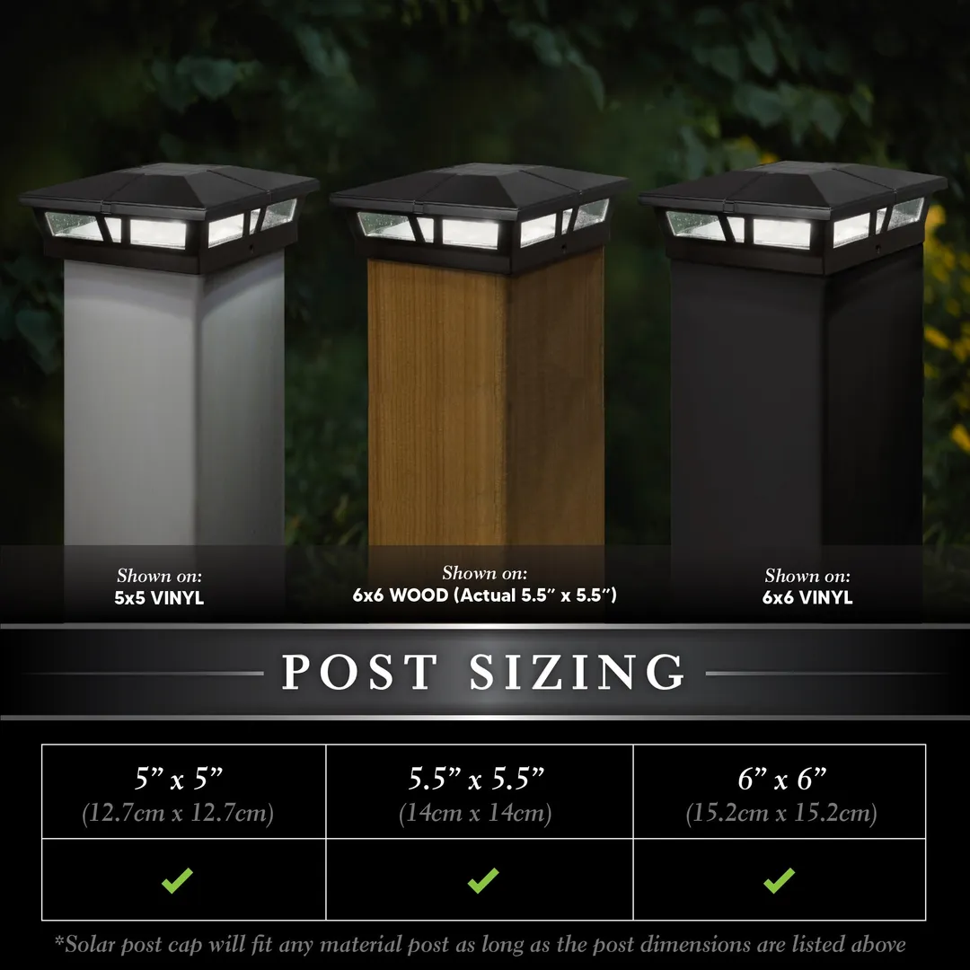 Classy Caps 5-in x 5-in 10-Lumen 1-Watt Black Powder Coated Aluminum Solar LED Outdoor Post Cap Light (4500 K), photo 4 of 10