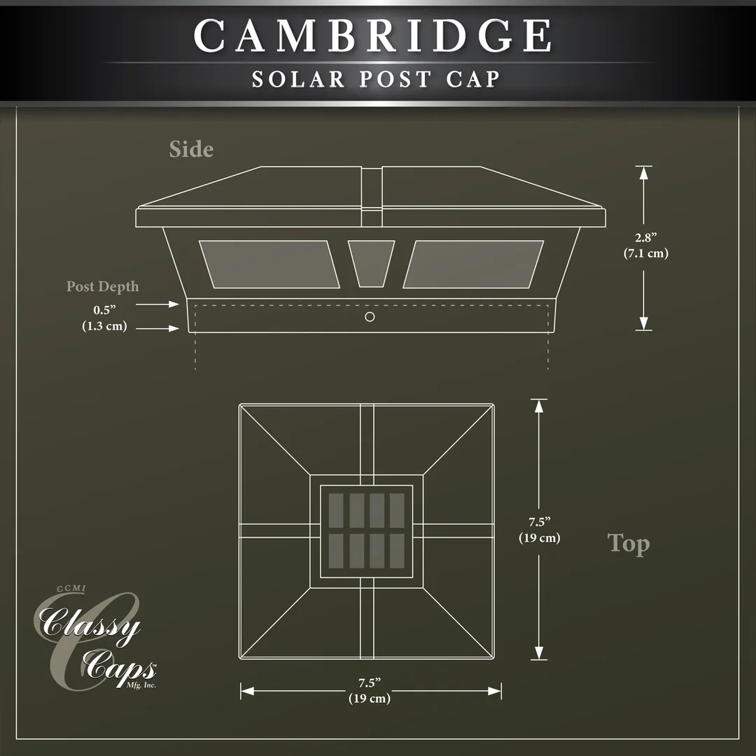 Classy Caps 5-in x 5-in 10-Lumen 1-Watt Black Powder Coated Aluminum Solar LED Outdoor Post Cap Light (4500 K), photo 9 of 10