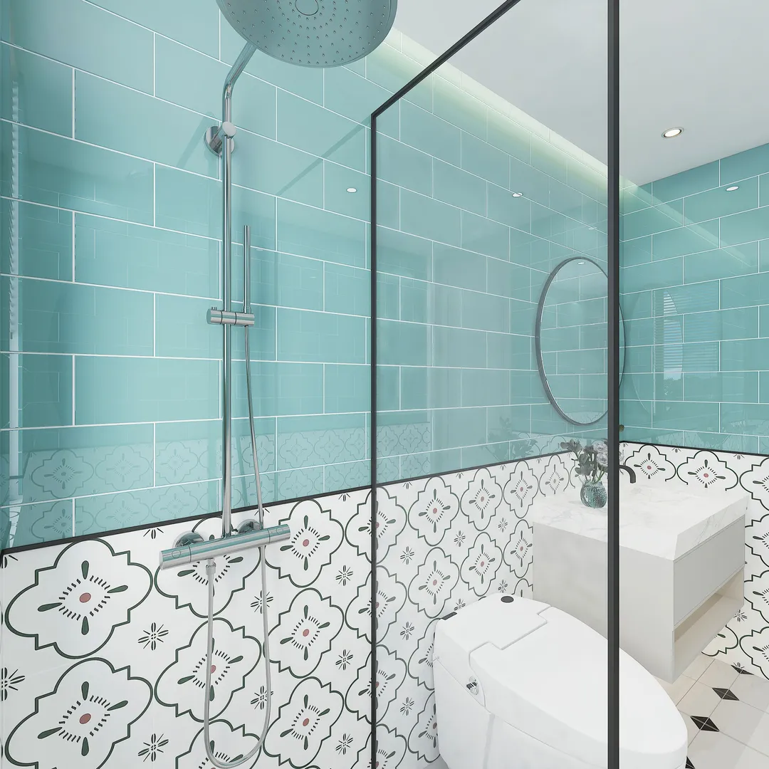 Giorbello Classic Premium Teal 6-in x 12-in Glossy Glass Subway Wall Tile (5-sq. ft/ Carton), photo 3 of 7