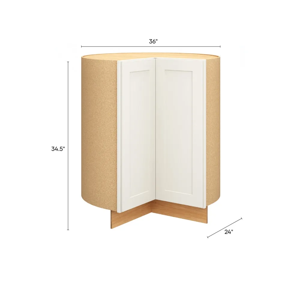 Diamond Express Jamestown 36-in W x 34.5-in H x 24-in D White Lazy Susan Corner Base Fully Assembled Plywood Cabinet (Recessed Panel Shaker Style), photo 18 of 19