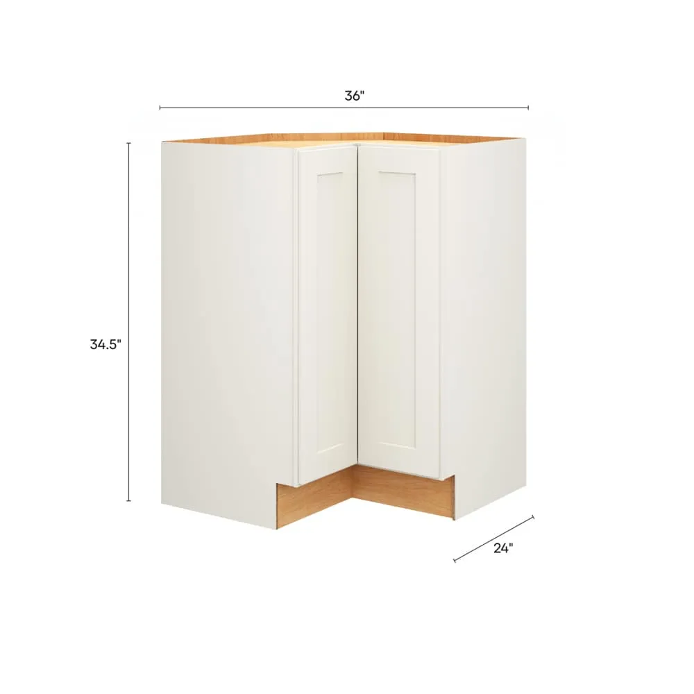 Diamond Express Jamestown 36-in W x 34.5-in H x 24-in D White L-shaped Corner Base Fully Assembled Plywood Cabinet (Recessed Panel Shaker Style), photo 18 of 18