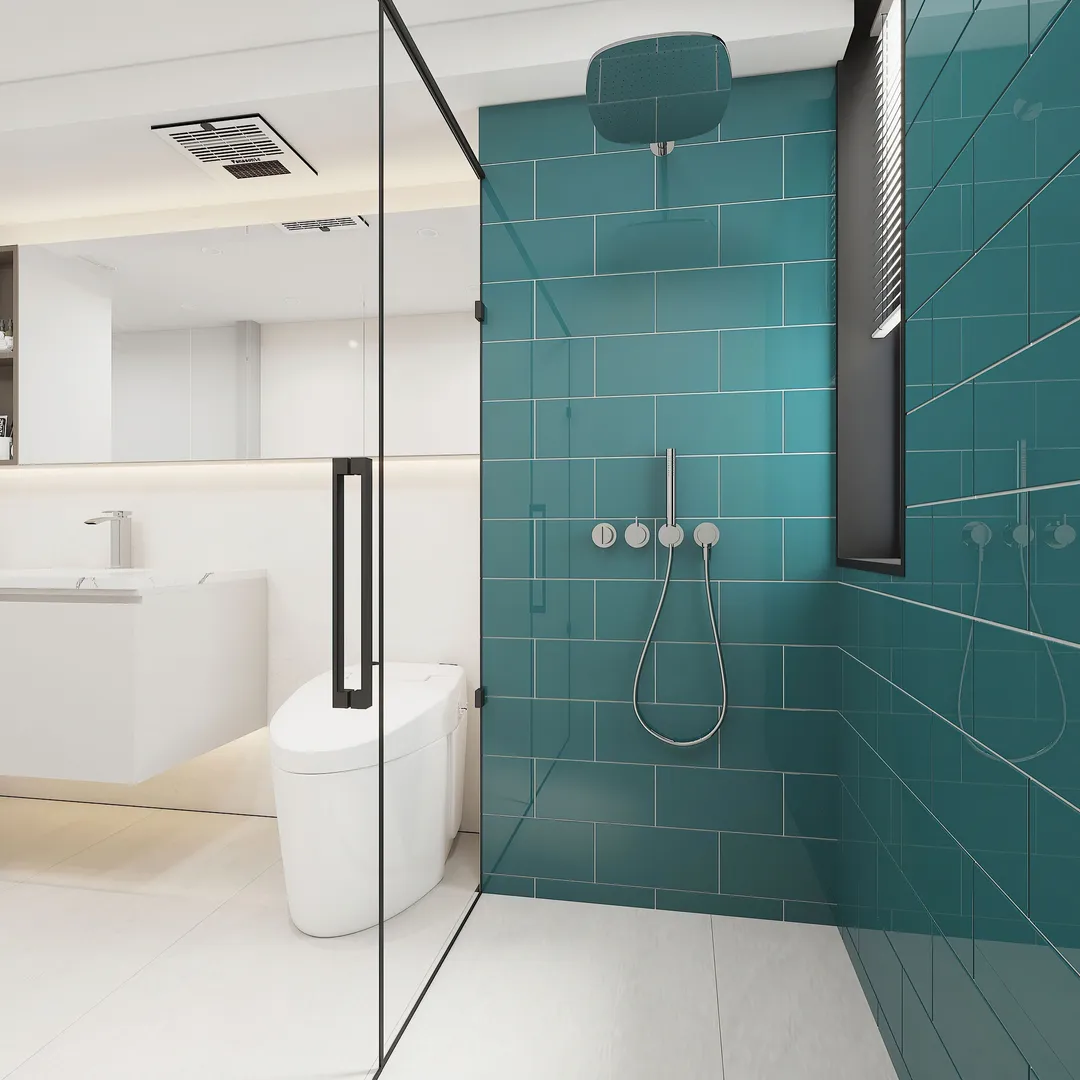 Giorbello (Sample) 6x12 Glass Subway Tiles Dark Teal 6-in x 12-in Glossy Glass Brick Subway Wall Tile, photo 4 of 6