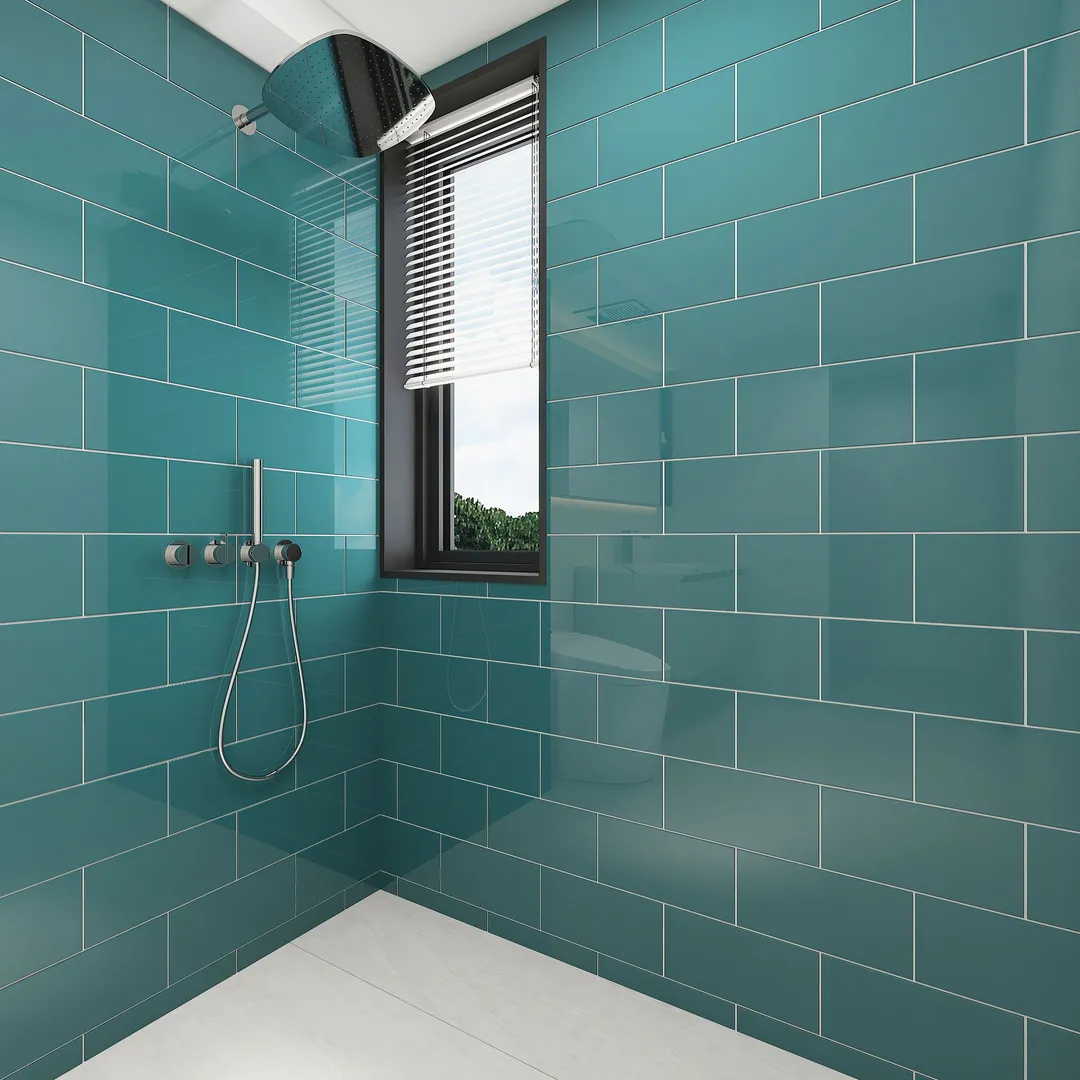 Giorbello Classic Premium Dark Teal 6-in x 12-in Glossy Glass Subway Wall Tile (5-sq. ft/ Carton), photo 3 of 7
