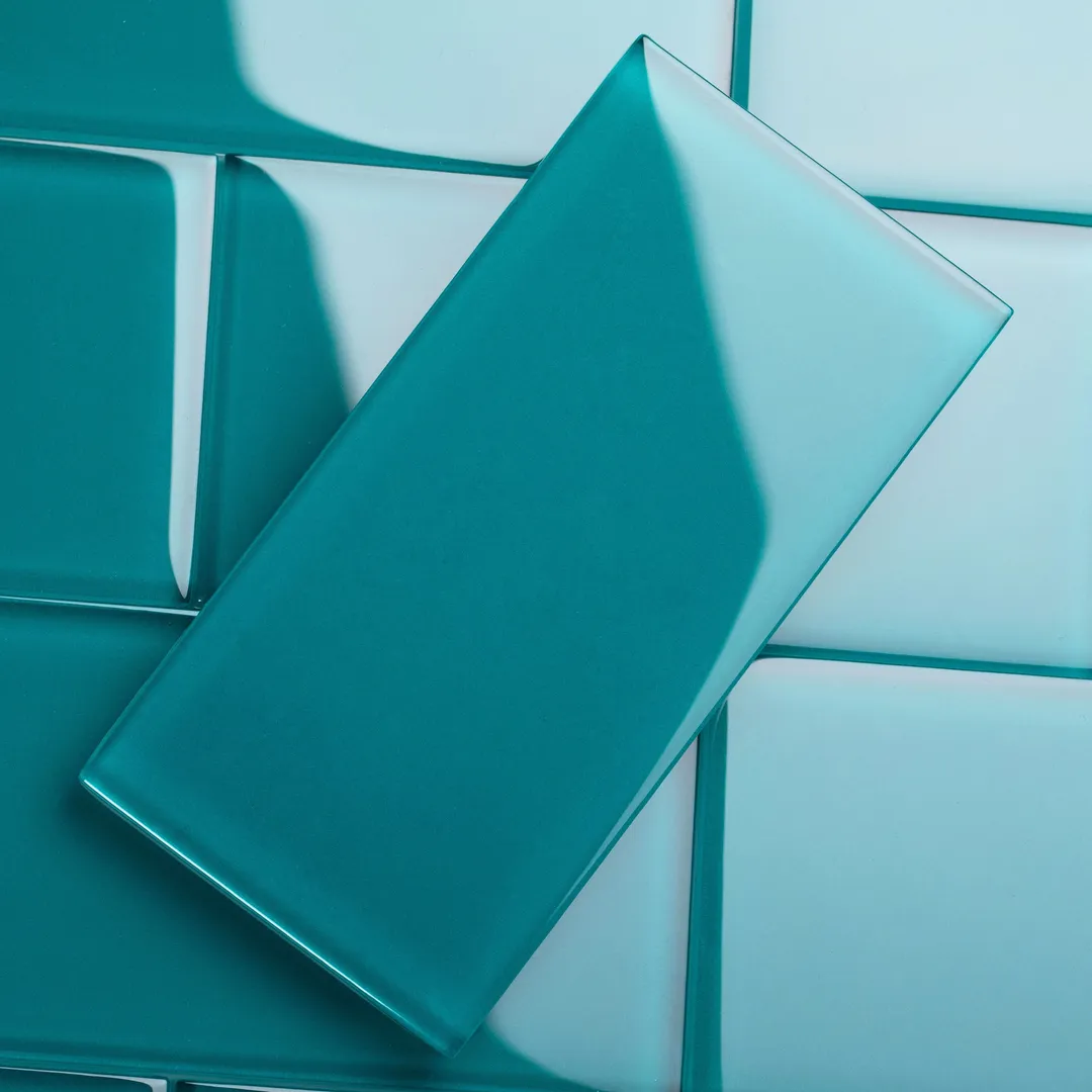 Giorbello (Sample) 6x12 Glass Subway Tiles Dark Teal 6-in x 12-in Glossy Glass Brick Subway Wall Tile, photo 2 of 6
