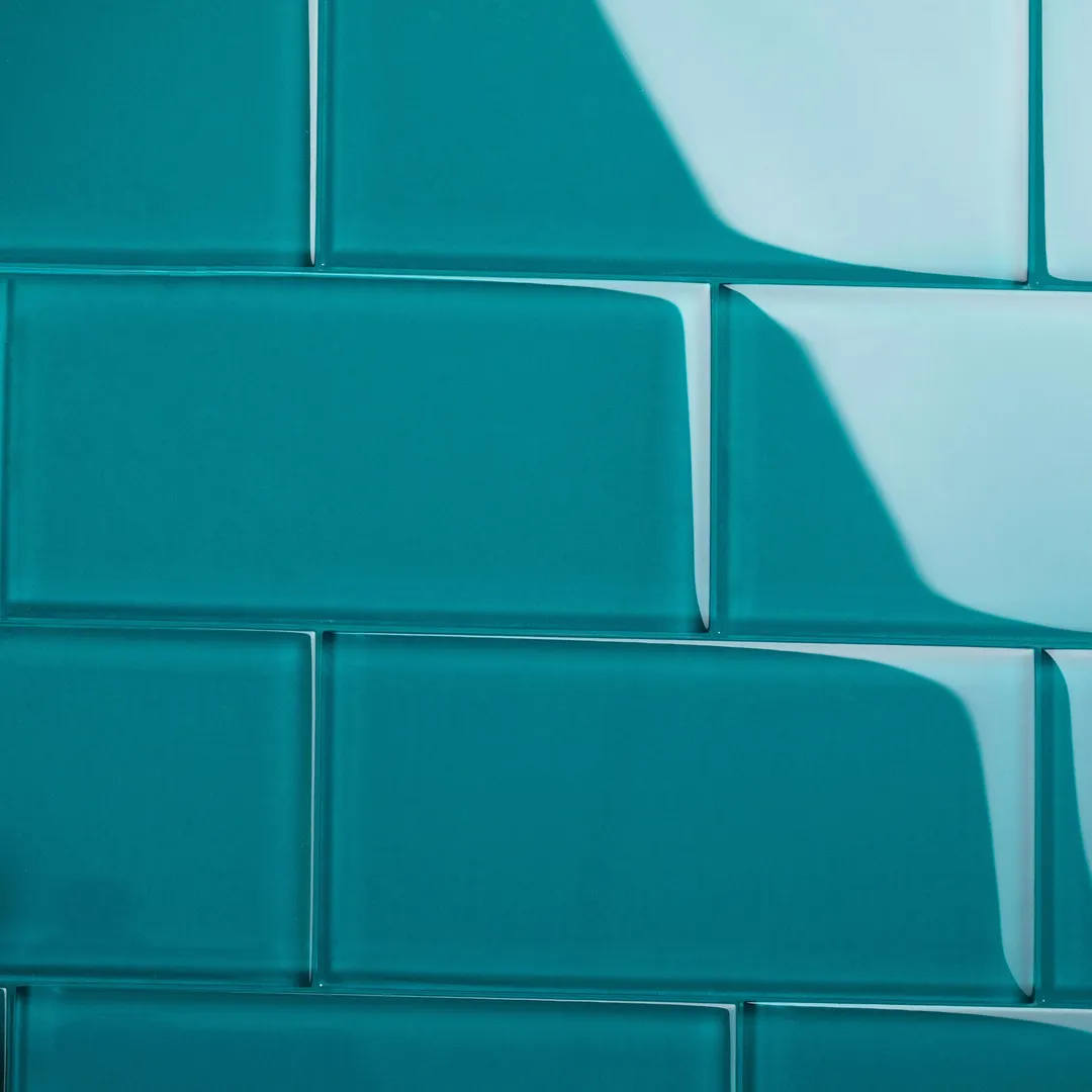 Giorbello Classic Premium Dark Teal 6-in x 12-in Glossy Glass Subway Wall Tile (5-sq. ft/ Carton), photo 6 of 7