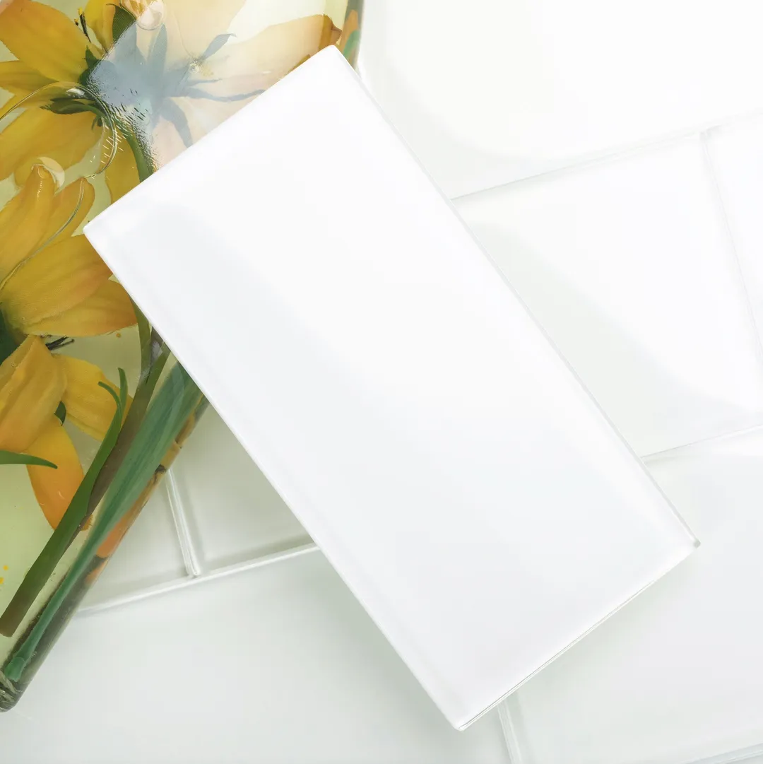 Giorbello Classic Premium Bright White 6-in x 12-in Glossy Glass Subway Wall Tile (5-sq. ft/ Carton), photo 4 of 8