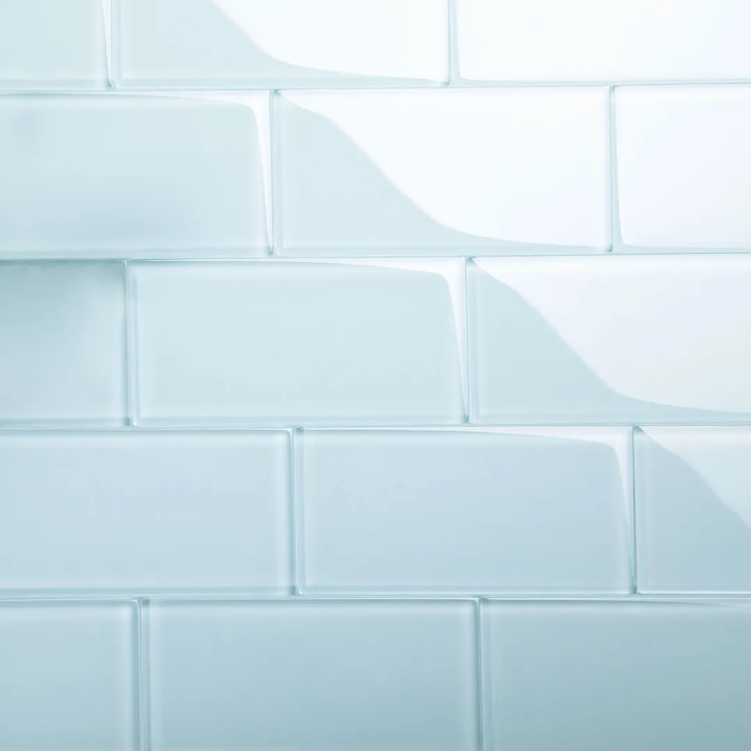 Giorbello (Sample) 6x12 glass subway tiles Morning Sky Blue 6-in x 12-in Glossy Glass Brick Subway Wall Tile, photo 4 of 5