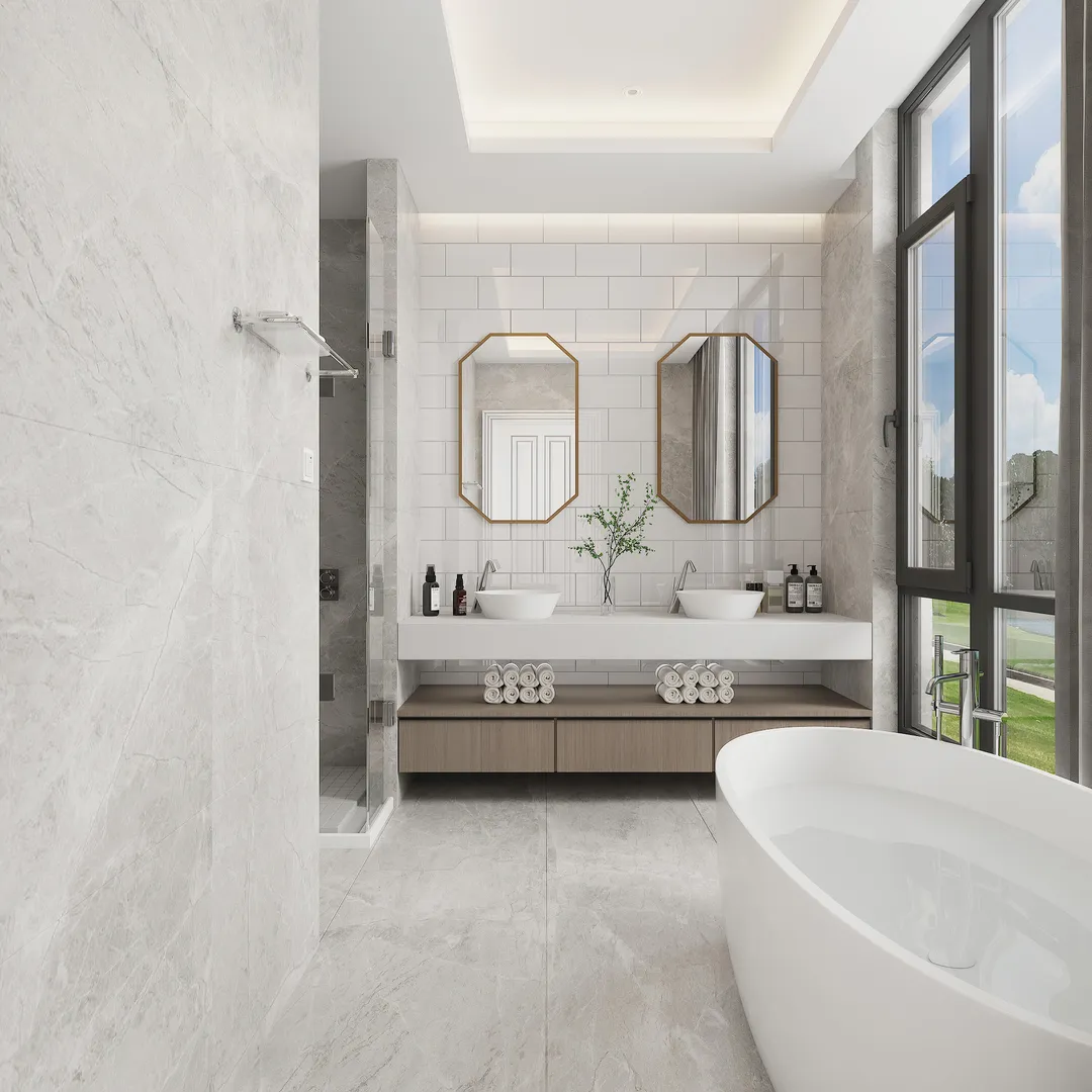 Giorbello (Sample) 6x12 glass subway tiles Agreeable Gray 6-in x 12-in Glossy Glass Brick Subway Wall Tile, photo 4 of 5
