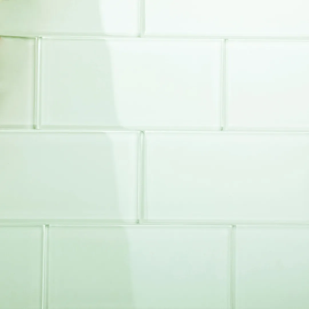 Giorbello (Sample) 6x12 glass subway tiles Winter Sage 6-in x 12-in Glossy Glass Brick Subway Wall Tile, photo 4 of 5