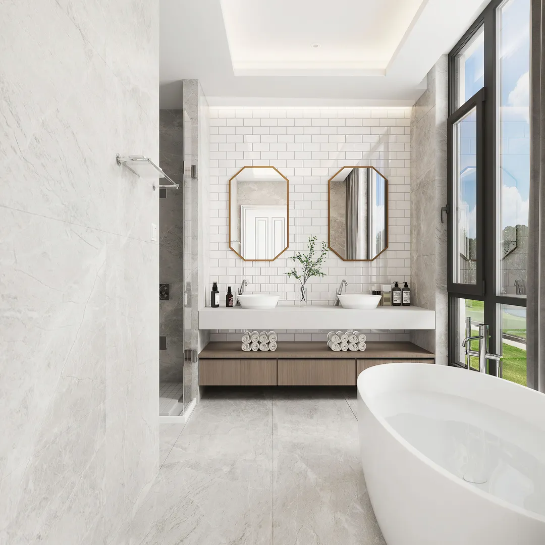 Giorbello (Sample) 3x6 glass subway tiles Agreeable Gray 3-in x 6-in Glossy Glass Brick Subway Wall Tile, photo 4 of 6
