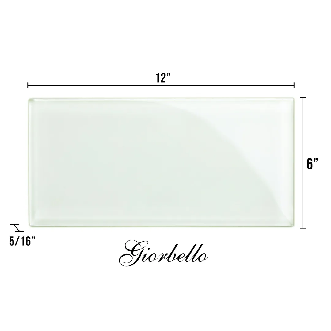 Giorbello (Sample) 6x12 glass subway tiles Dove White 6-in x 12-in Glossy Glass Brick Subway Wall Tile, photo 6 of 6