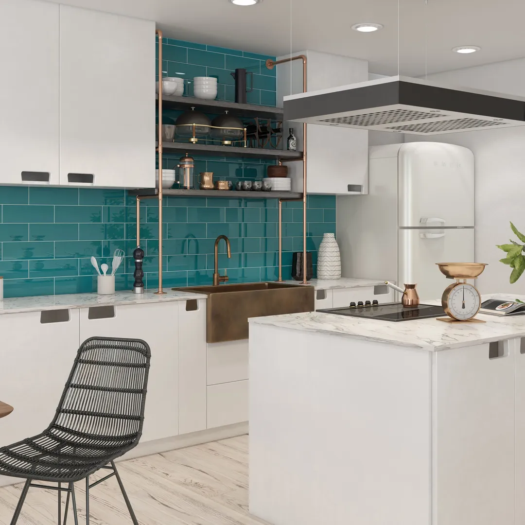 Giorbello Classic Premium Dark Teal 3-in x 9-in Glossy Glass Subway Wall Tile (5-sq. ft/ Carton), photo 5 of 7