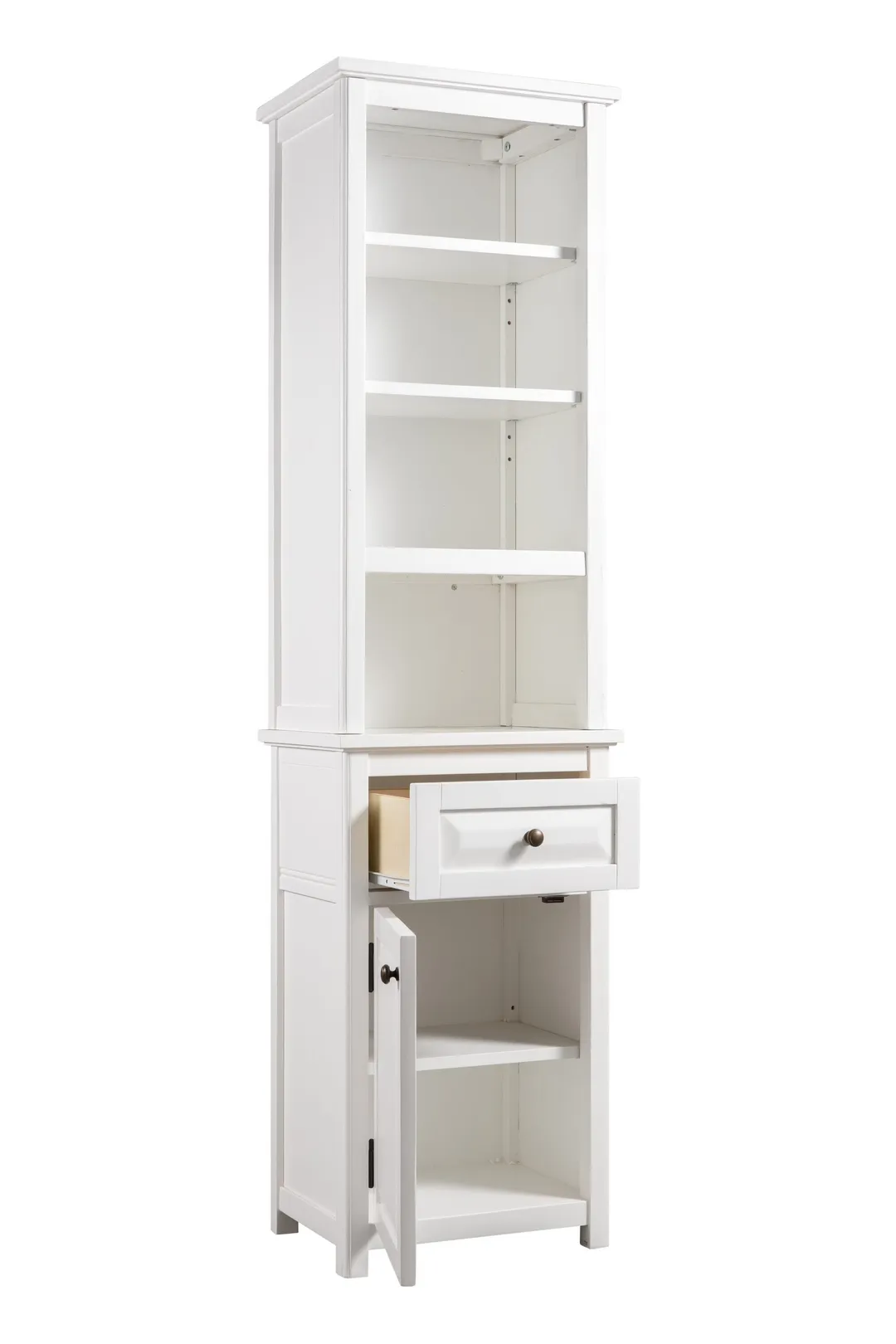 Alaterre Furniture Dorset 17-in x 65-in x 13-in White Wood Freestanding Linen Cabinet, photo 4 of 10