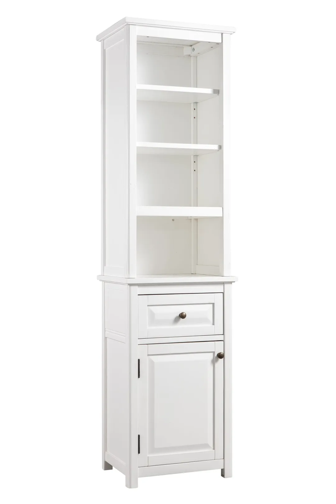 Alaterre Furniture Dorset 17-in x 65-in x 13-in White Wood Freestanding Linen Cabinet, photo 5 of 10