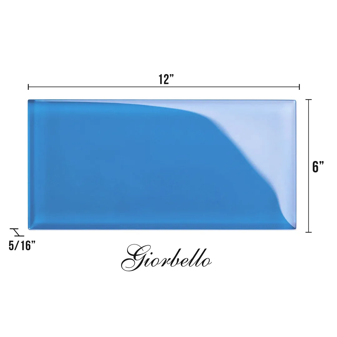 Giorbello Classic Premium Cobalt Blue 6-in x 12-in Glossy Glass Subway Wall Tile (5-sq. ft/ Carton), photo 7 of 7