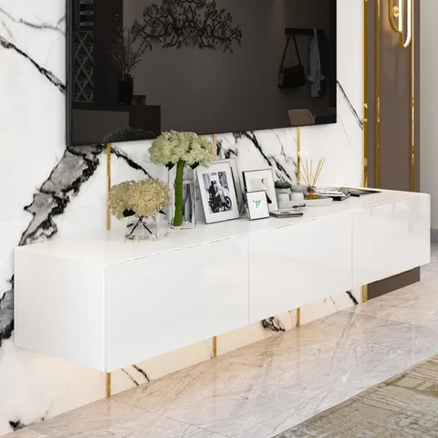 Modern/Contemporary White Tv Cabinet (Accommodates TVs up to 65-in)