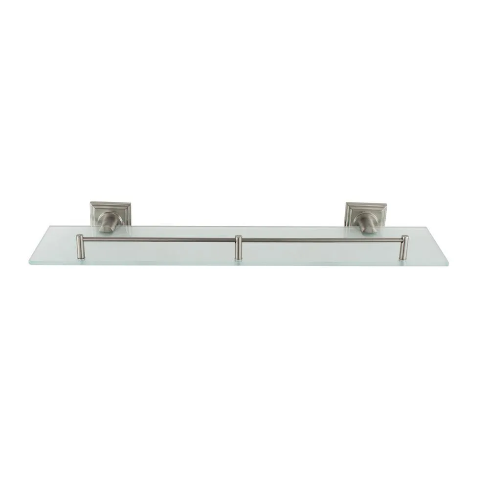 MODONA Square 20 in. Frosted Glass Shelf with Rail in Satin Nickel, photo 2 of 6