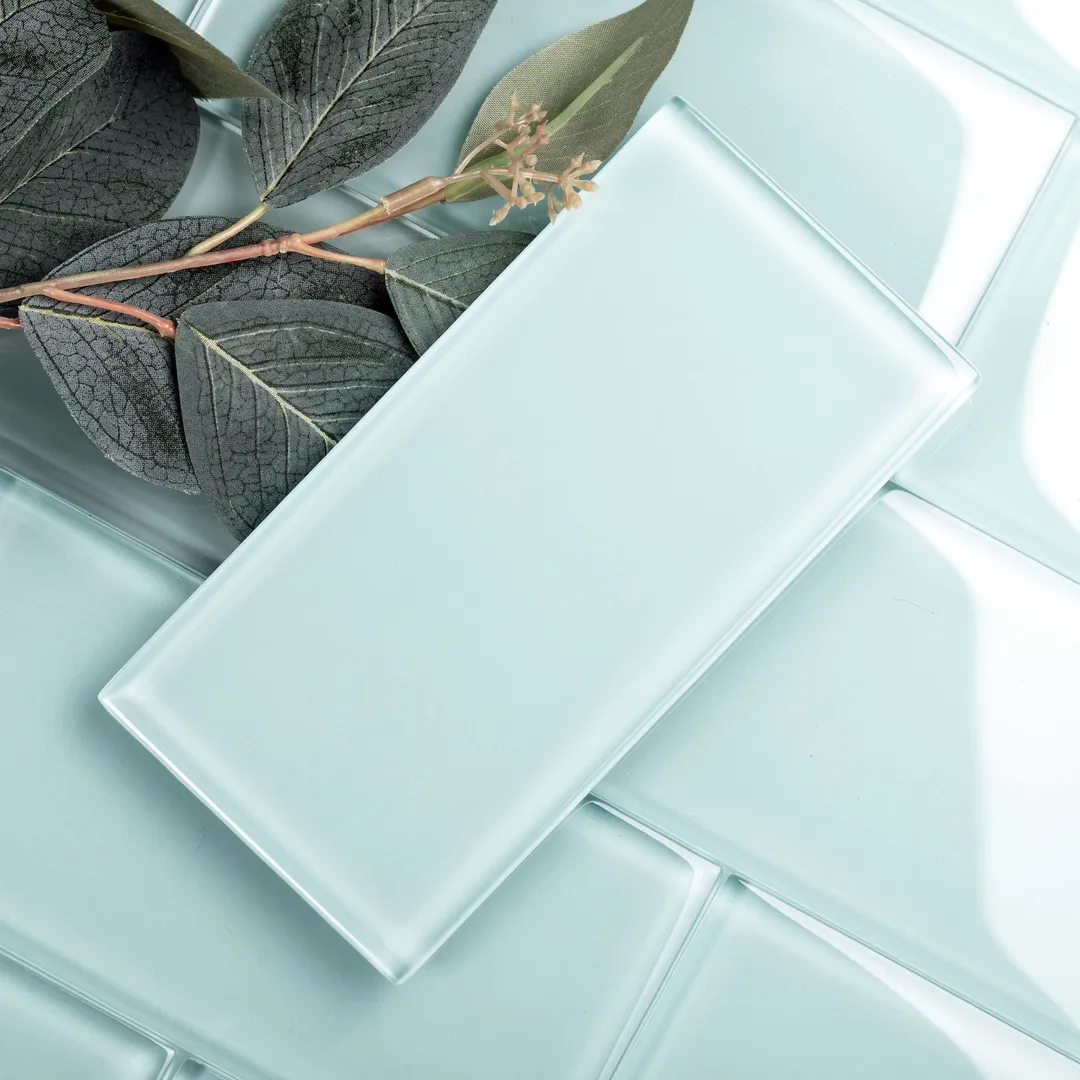 Giorbello Classic Premium Baby Blue 6-in x 12-in Glossy Glass Subway Wall Tile (5-sq. ft/ Carton), photo 2 of 7