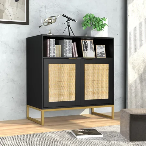 H0068 31.5 × 31.9 in Mdf Black Freestanding Utility Storage Cabinet