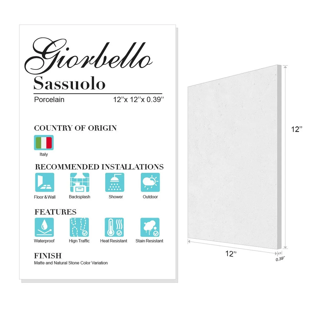 Giorbello (Sample) Sassuolo Tiles Gray Relief 12-in x 12-in Glazed Porcelain Stone Look Floor and Wall Tile, photo 4 of 4