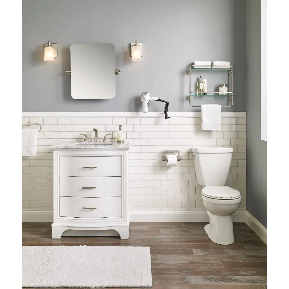Delta 20 in. W Double Glass Shelf with Towel Bar in Brushed Nickel, photo 4 of 11
