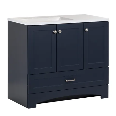 Cassidy 36.5-in Deep Blue Single-Sink Vanity with Cultured Marble Top