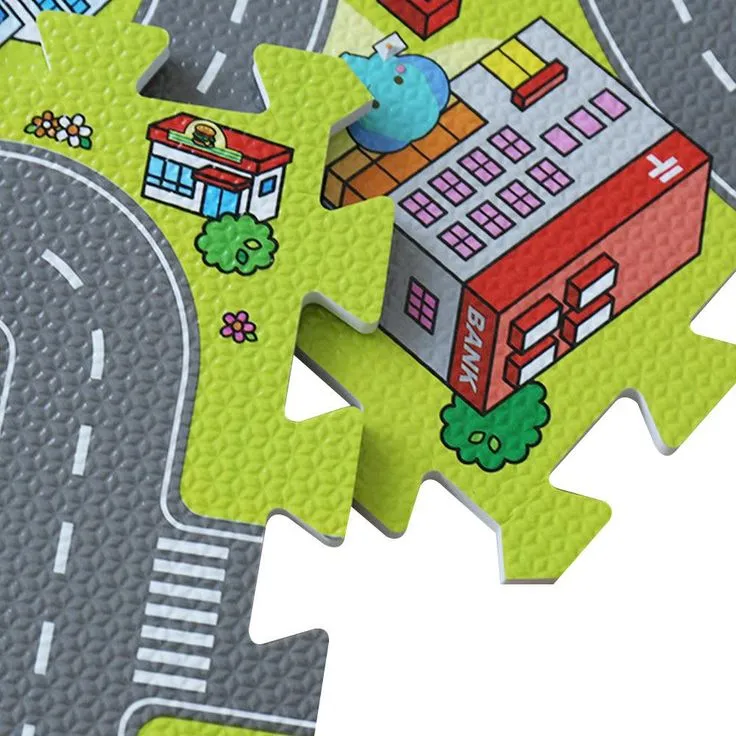 Traffic Play Mat Puzzle Foam Interlocking Tiles Kids Road Traffic Play Rug Children Educational Playmat Rug Baby Play Set Mat, photo 6 of 7