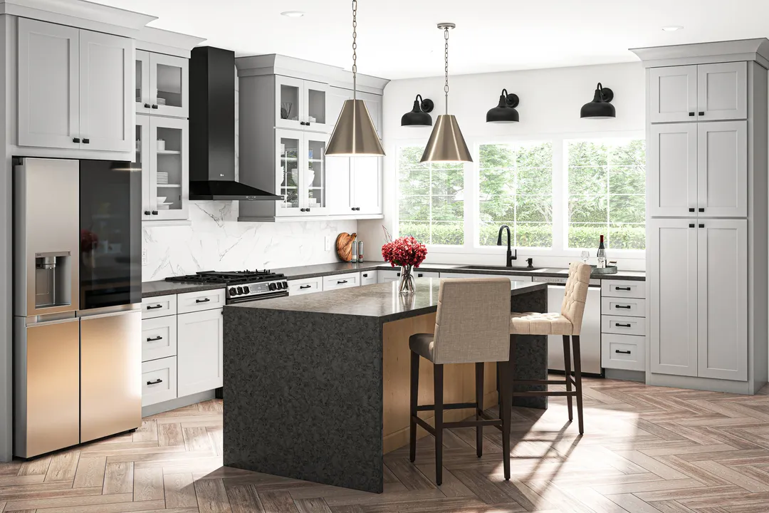 allen + roth Stonewall 24-in W x 84-in H x 24-in D Stone Pantry Fully Assembled Cabinet (Flat Panel Shaker Door Style), photo 2 of 16
