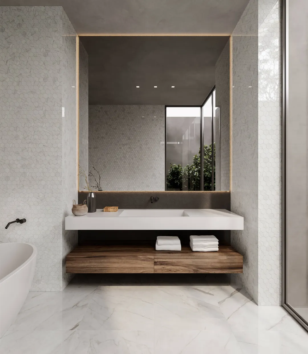Satori Carrara Domani Polished 24-in x 24-in Polished Porcelain Marble Look Floor Tile, photo 11 of 12