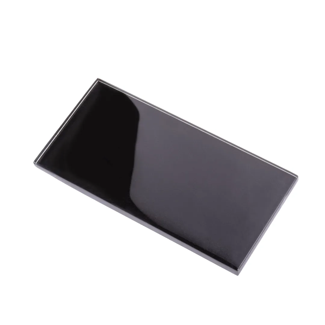 Apollo Tile (Sample) Wall Tile Black 3-in x 6-in Glossy Glass Brick Subway Wall Tile, photo 4 of 10