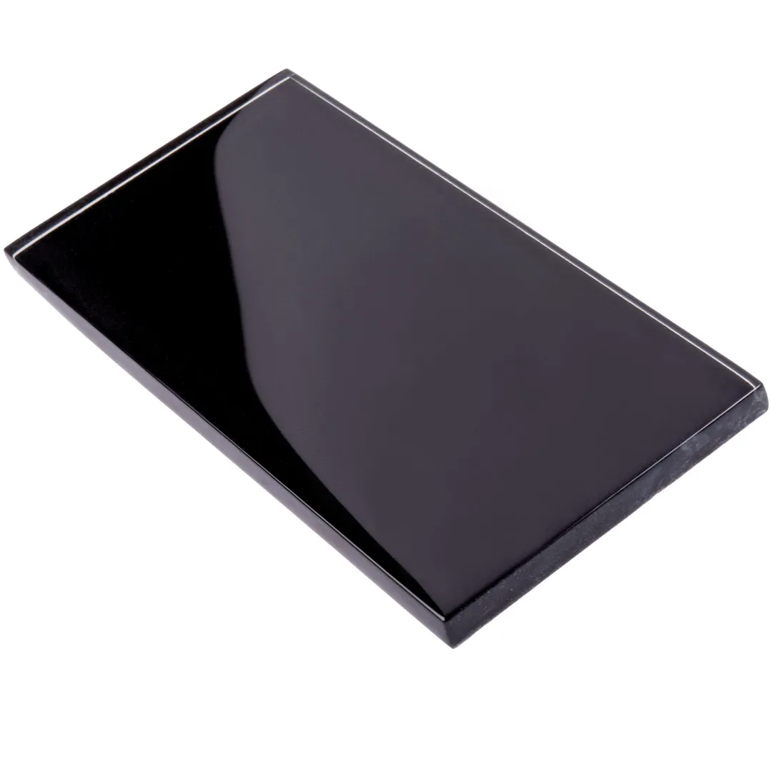 Apollo Tile (Sample) Wall Tile Black 3-in x 6-in Glossy Glass Brick Subway Wall Tile, photo 5 of 10