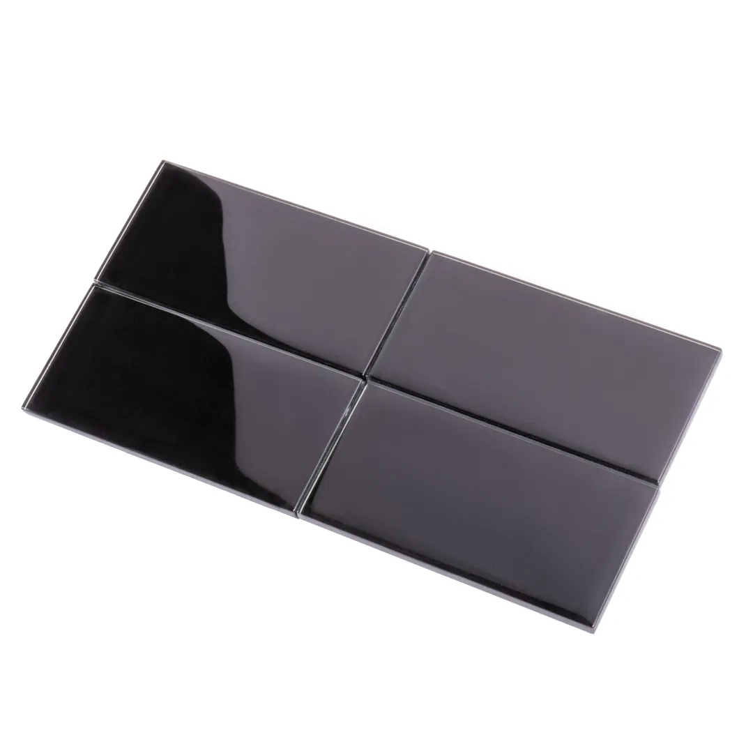 Apollo Tile (Sample) Wall Tile Black 3-in x 6-in Glossy Glass Brick Subway Wall Tile, photo 8 of 10