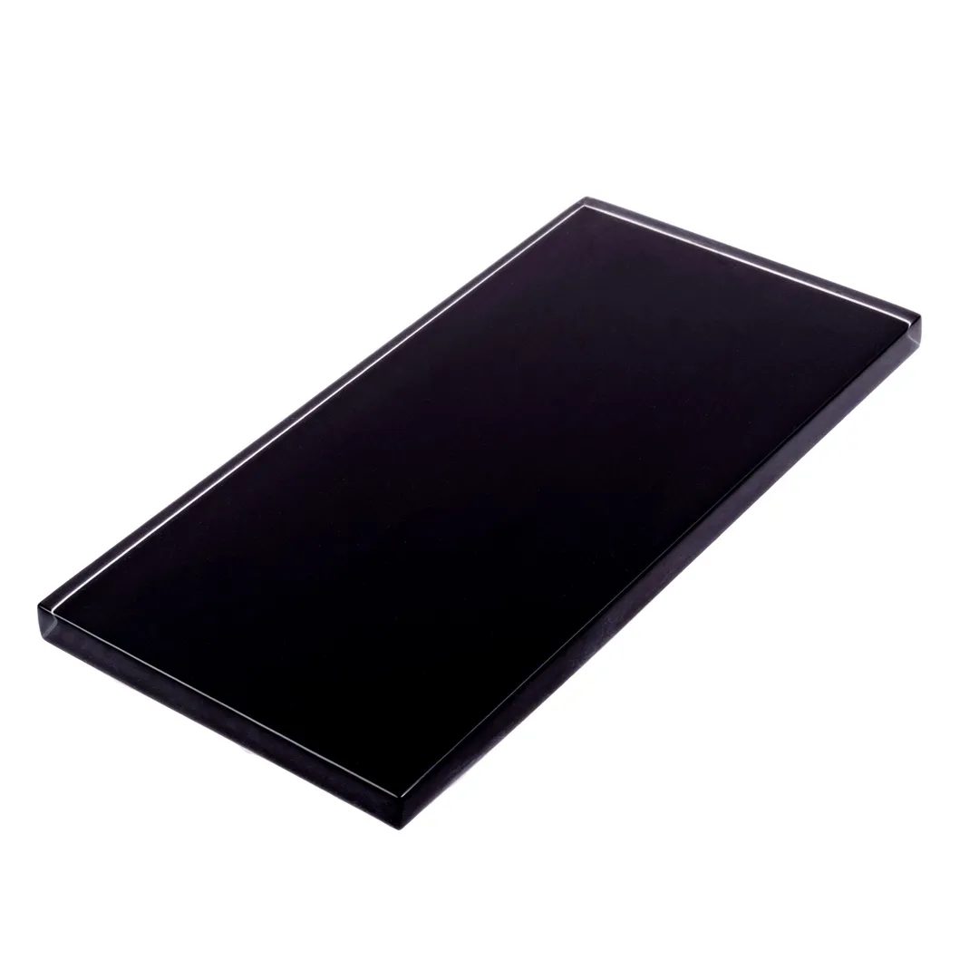 Apollo Tile (Sample) Wall Tile Black 3-in x 6-in Glossy Glass Brick Subway Wall Tile, photo 7 of 10