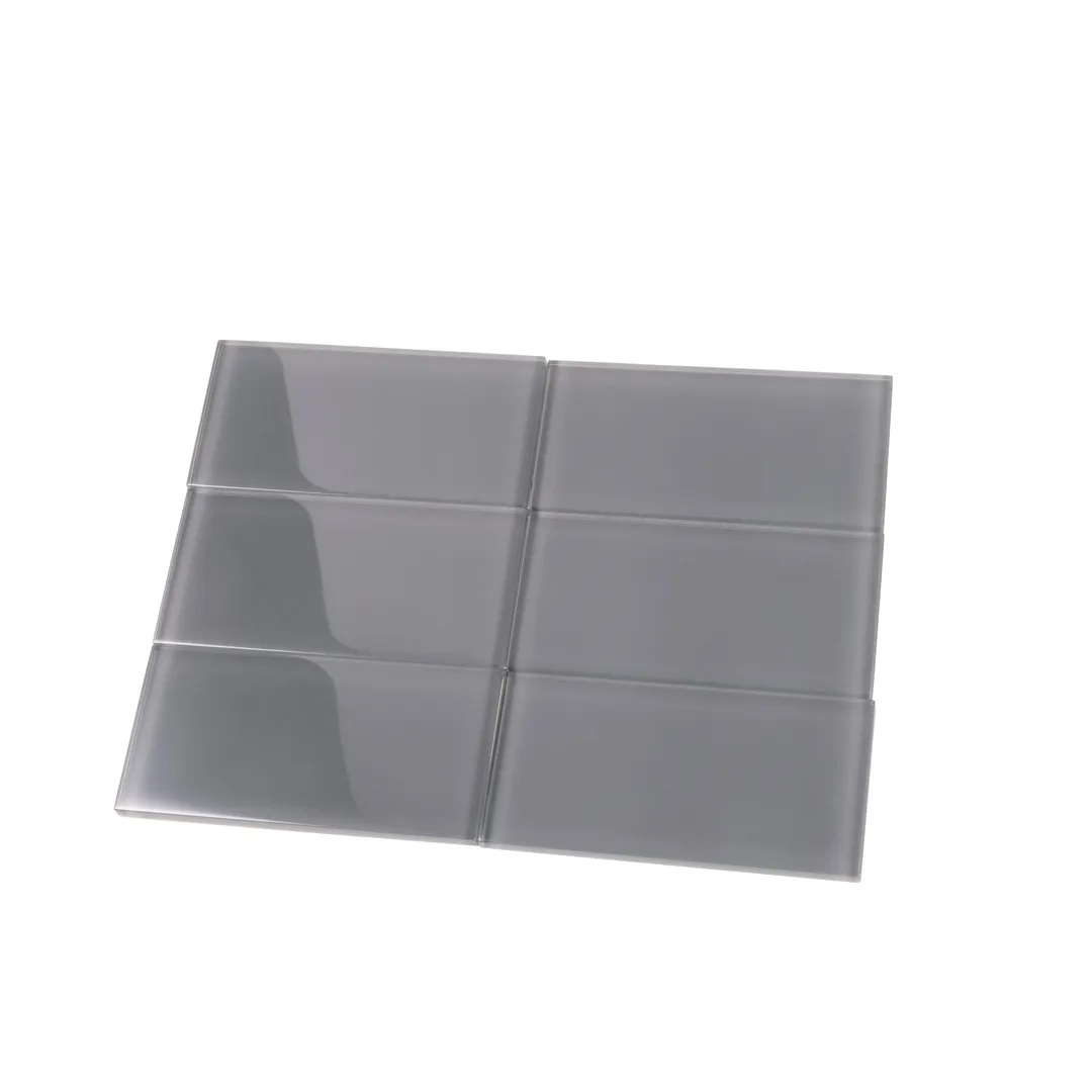 Apollo Tile (Sample) Wall Tile Ash Gray 3-in x 6-in Glossy Glass Subway Wall Tile, photo 9 of 9