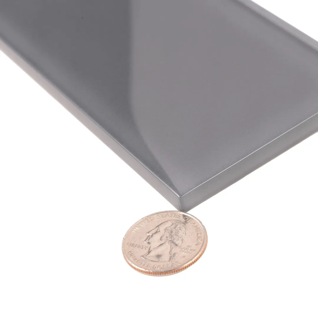 Apollo Tile (Sample) Wall Tile Ash Gray 3-in x 6-in Glossy Glass Subway Wall Tile, photo 4 of 9