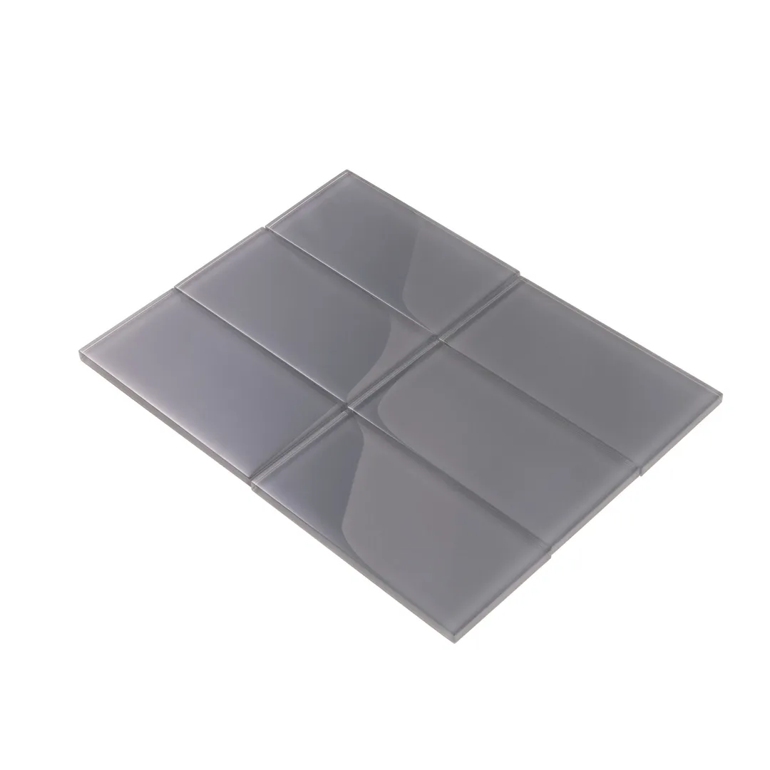Apollo Tile (Sample) Wall Tile Ash Gray 3-in x 6-in Glossy Glass Subway Wall Tile, photo 5 of 9