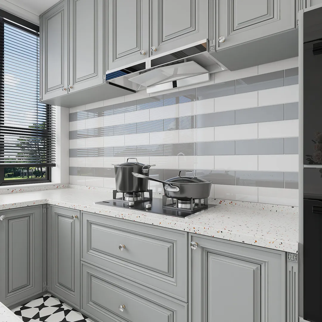 Giorbello Classic Premium True Gray 4-in x 12-in Glossy Glass Subway Wall Tile (5-sq. ft/ Carton), photo 4 of 7