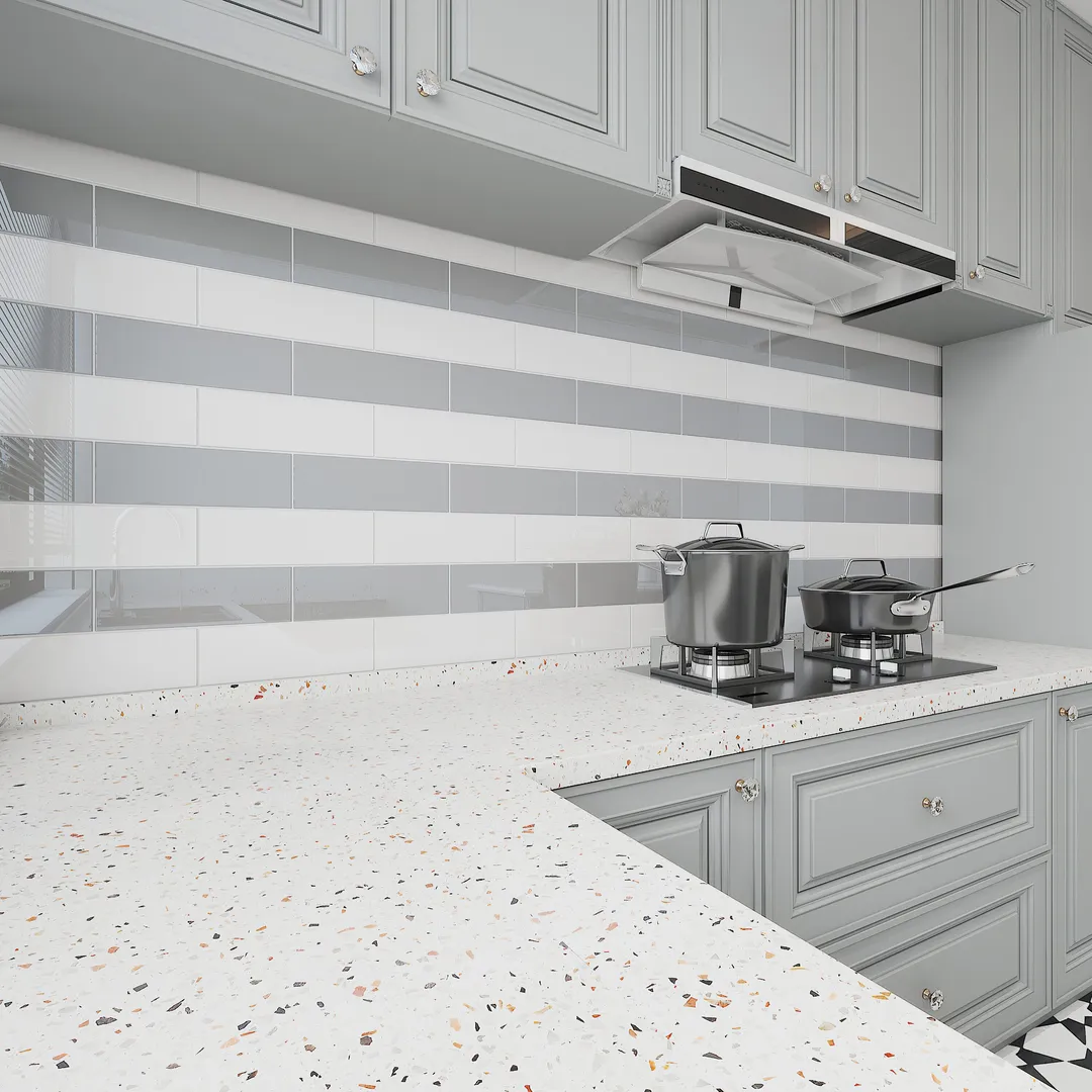 Giorbello Classic Premium True Gray 4-in x 12-in Glossy Glass Subway Wall Tile (5-sq. ft/ Carton), photo 3 of 7