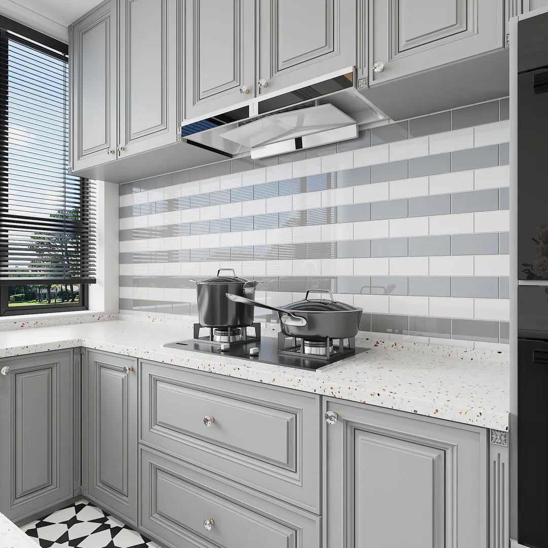 Giorbello Classic Premium True Gray 3-in x 6-in Glossy Glass Subway Wall Tile (5-sq. ft/ Carton), photo 4 of 7