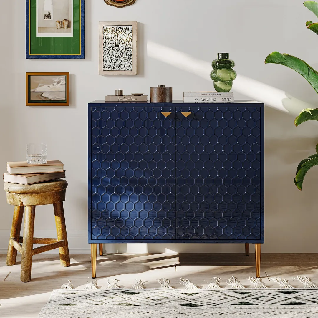 Clihome 2-Door Cabinets 31.5-in W x 32-in H Wood Composite Blue Freestanding Utility Storage Cabinet, photo 6 of 10
