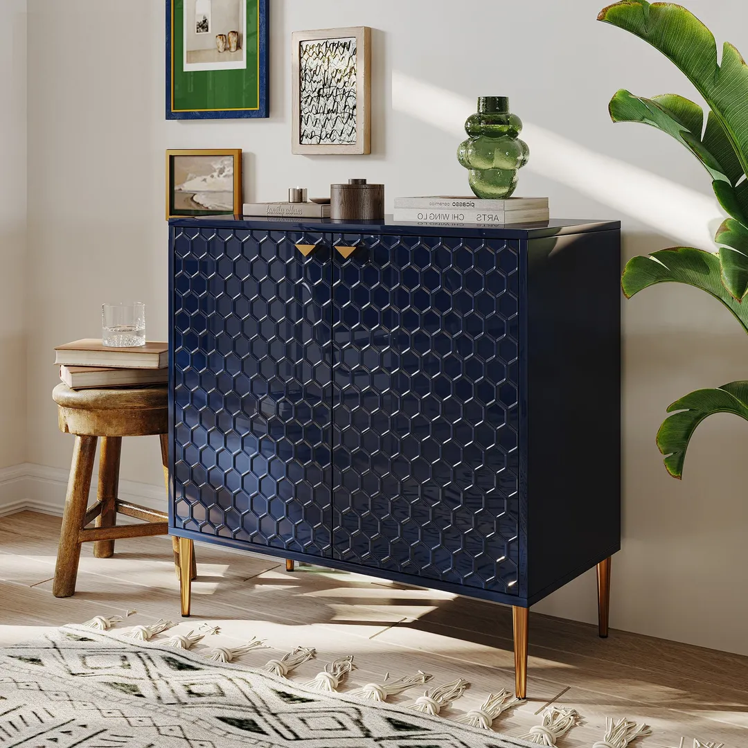 Clihome 2-Door Cabinets 31.5-in W x 32-in H Wood Composite Blue Freestanding Utility Storage Cabinet, photo 7 of 10