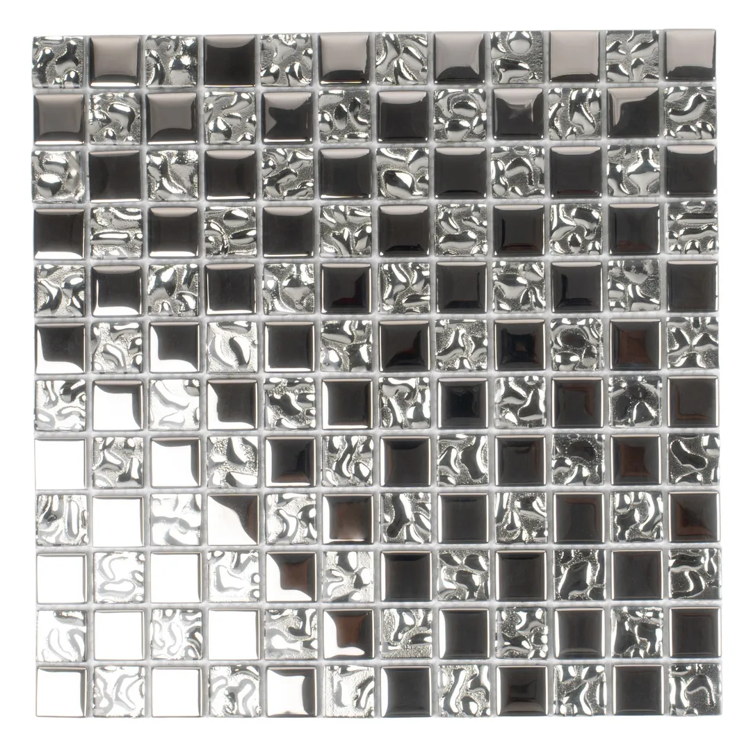 Apollo Tile (Sample) Elaina Steel Gray and Silver 4-in x 4-in Glossy Glass Uniform Squares Floor and Wall Tile, photo 8 of 8