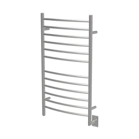 Radiant Large Curved 12-Bar Electric Towel Warmer in Brushed Stainless Steel