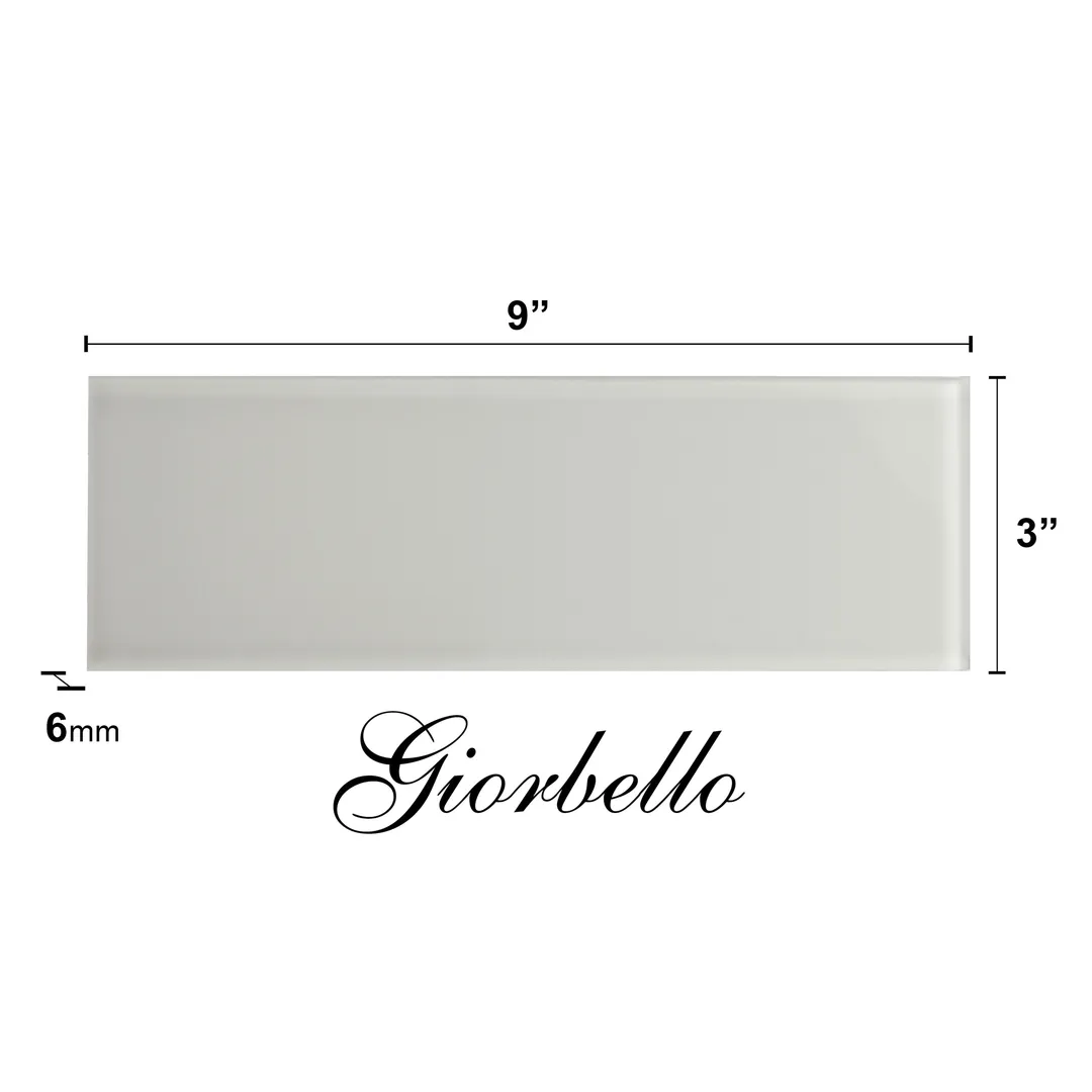 Giorbello Classic Premium Light Gray 3-in x 9-in Glossy Glass Subway Wall Tile (5-sq. ft/ Carton), photo 6 of 6