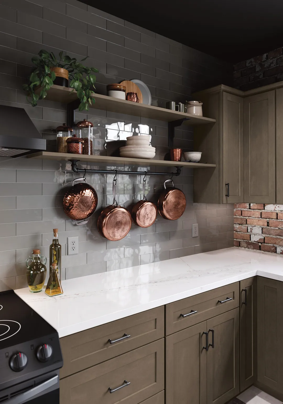 Diamond Express Jamestown 36-in W x 36-in H x 12-in D Colt Brown L-shaped Corner Wall Fully Assembled Plywood Cabinet (Recessed Panel Shaker Style), photo 5 of 7