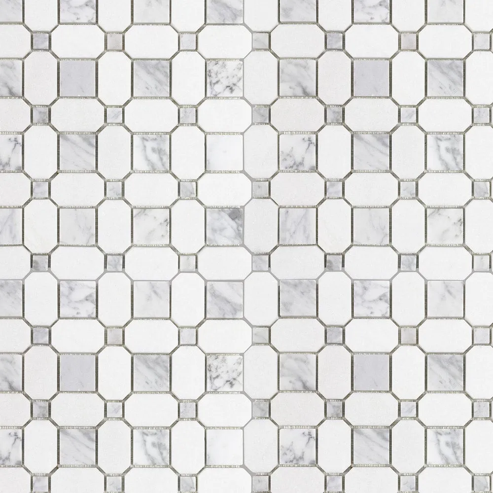 Elida Ceramica Astor Lane Marble 12-in x 12-in Polished Basketweave Mosaic Floor and Wall Tile, 0.88-sq ft per Piece, photo 4 of 9