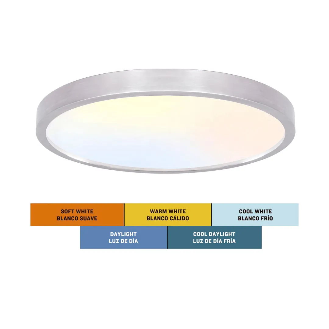 Project Source Adjustable Color Temperature 13-in Brushed Nickel LED Flush Mount Light, photo 7 of 8