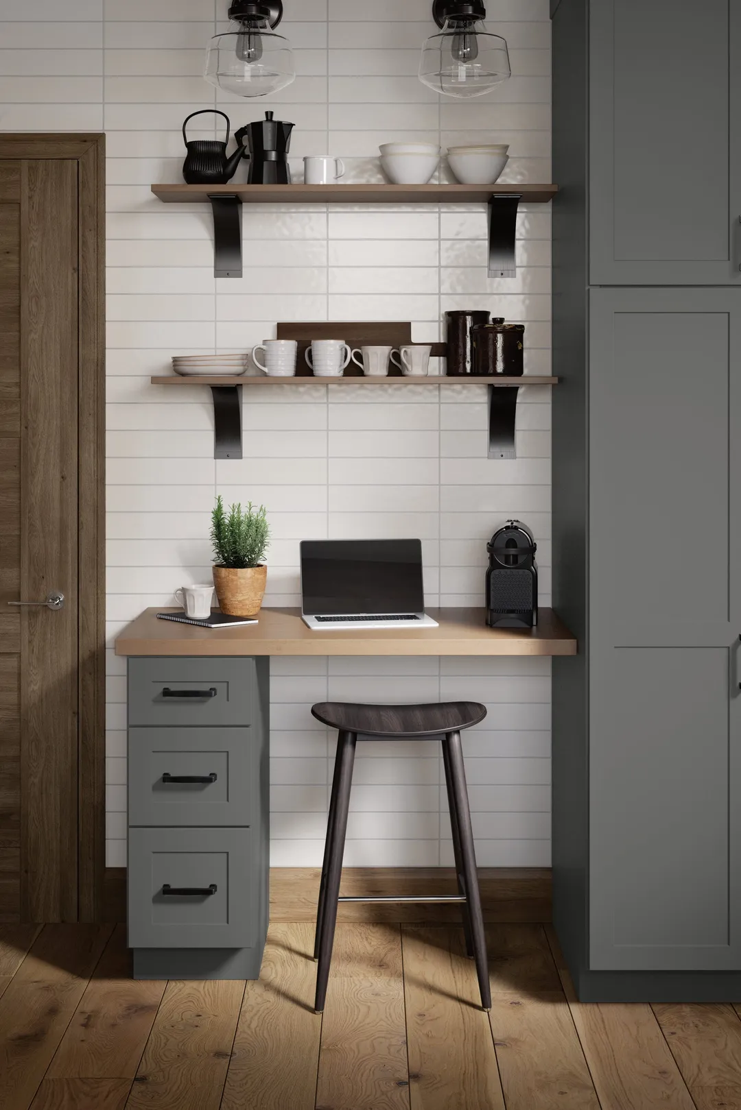 Diamond Express Jamestown 33-in W x 34.5-in H x 24-in D Moonstone Gray L-shaped Corner Base Fully Assembled Plywood Cabinet (Recessed Panel Square Style), photo 10 of 11