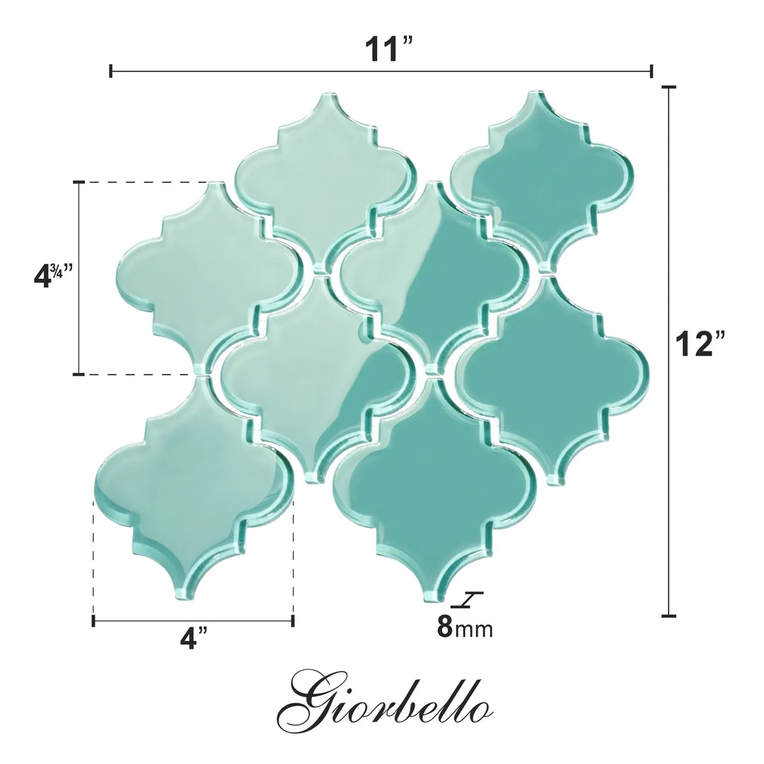Giorbello Arabesque Mosaic Teal 4-in x 4-in Glossy Glass Wall Tile (7.89-sq. ft/ Carton), photo 6 of 8